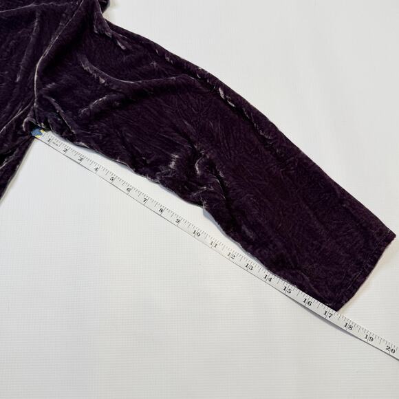 Eileen Fisher Cardigan Womens Medium Purple Crushed Velvet Silk Blend Open Front - Picture 10 of 10
